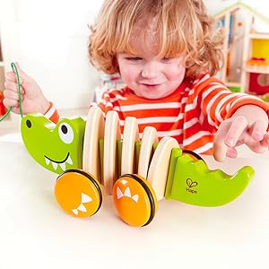 Hape Toddler Pull Walk-A-Long Crocodile - Treasure Island Toys