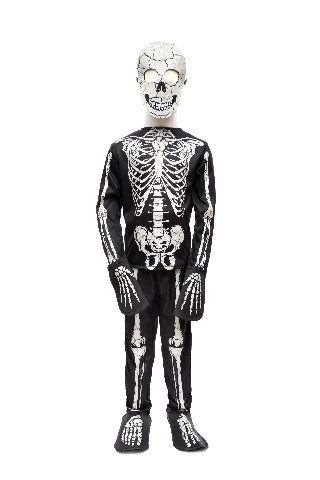 Great Pretenders Costume - Glow-in-the-Dark Skeleton Shirt, Pants & Mask, Size 5-6 - Treasure Island Toys