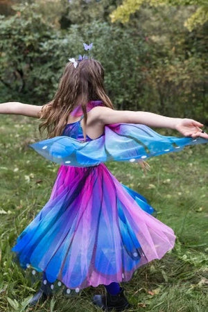 Great Pretenders Dress - Blue Butterfly Twirl Dress with Wings & Headband - Treasure Island Toys