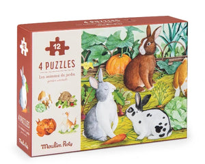 Moulin Roty La Jardinier Four Animal Mini Puzzles - Treasure Island Toys