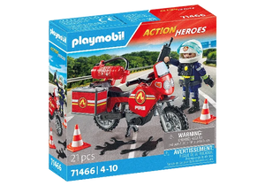 Playmobil Action Heroes Fire Motorcyle at Oil Spill Accident - Treasure Island Toys