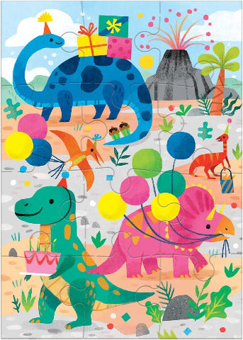 Galison Mudpuppy Puzzle Greeting Card - Dino Party - Treasure Island Toys