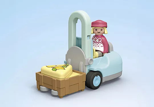 Playmobil Junior Organic Market Stall with Forklift - Treasure Island Toys