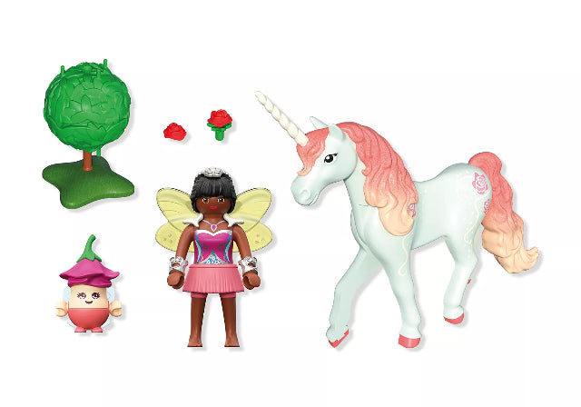 Playmobil Magic Unicorn Collectible Unicorn Sky Rose with Fairy - Treasure Island Toys
