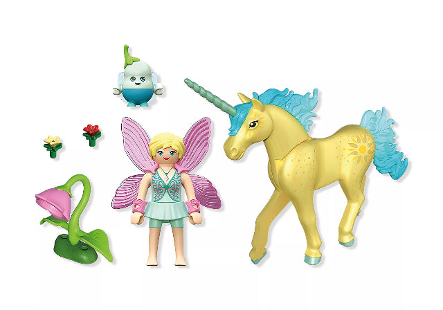 Playmobil Magic Unicorn Collectible Unicorn Sunshine Blossom with Fairy - Treasure Island Toys