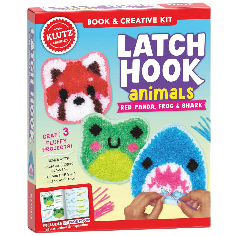 Klutz Latch Hook Animals: Red Panda, Frog & Shark - Treasure Island Toys