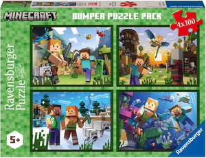 Ravensburger Bumper Puzzle 4 x 100 Piece, Minecraft - Treasure Island Toys