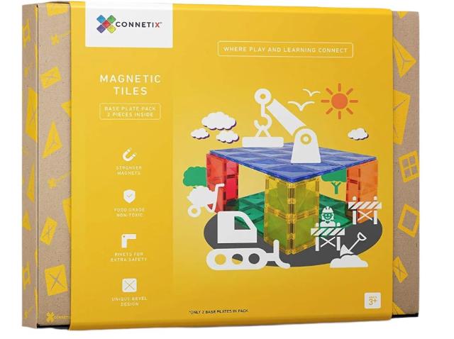 Connetix Tiles Rainbow Base Tiles, Blue & Green Pack, 2 Pieces