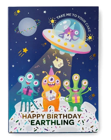 InstaCake Cake in a Card - Happy Birthday Alien, Vanilla Confetti - Treasure Island Toys