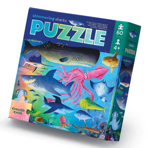 Crocodile Creek Puzzle Foil Shimmering Shark, 60 Piece - Treasure Island Toys
