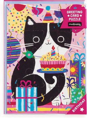Galison Mudpuppy Puzzle Greeting Card - Purr-fect Cat - Treasure Island Toys