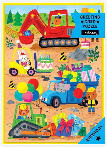 Galison Mudpuppy Puzzle Greeting Card - Construction Site - Treasure Island Toys