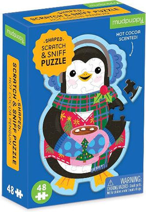 Galison Mudpuppy Mini Scratch & Sniff Puzzle - Hot Cocoa Penguin