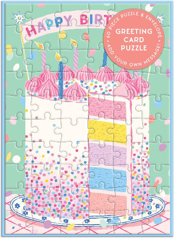 Galison Mudpuppy Puzzle Greeting Card - Confetti Birthday Cake - Treasure Island Toys