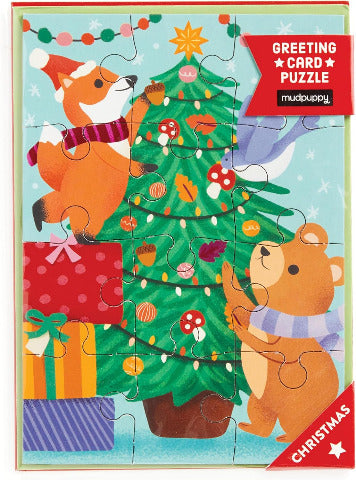 Galison Mudpuppy Puzzle Greeting Card - Christmas Critters - Treasure Island Toys