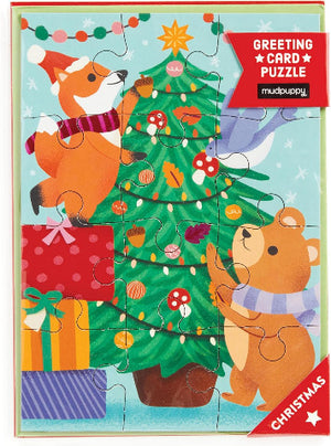 Galison Mudpuppy Puzzle Greeting Card - Christmas Critters - Treasure Island Toys