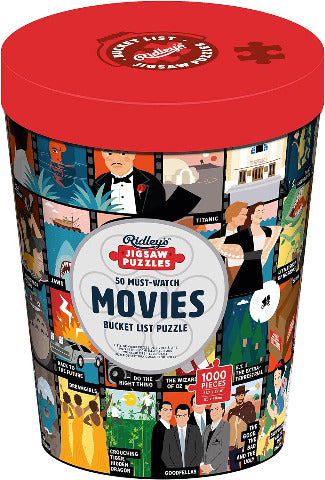 Ridley's Games Puzzle 50 Must-Watch Movies Bucket List, 1000 Piece - Treasure Island Toys