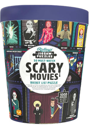 Ridley's Games Bucket List Puzzle 50 Must-Watch Scary Movies, 1000 Piece - Treasure Island Toys