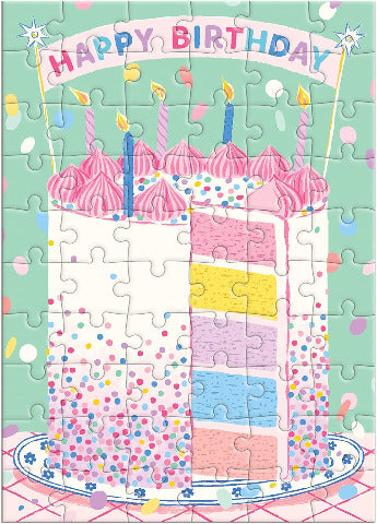 Galison Mudpuppy Puzzle Greeting Card - Confetti Birthday Cake - Treasure Island Toys