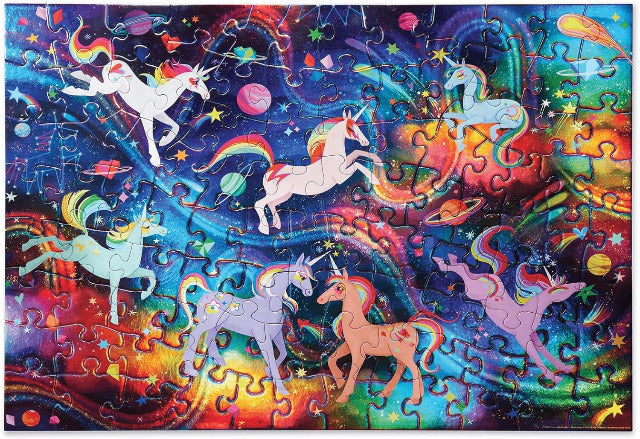 Crocodile Creek Puzzle Foil Unicorn Galaxy, 100 Piece - Treasure Island Toys