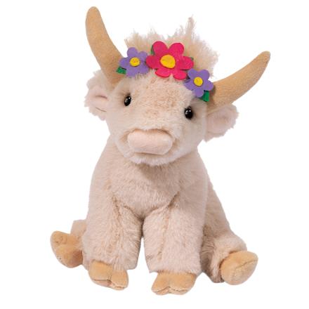 Douglas Cuddle Higland Cow Laddie with Flower Crown, Soft - Treasure Island Toys