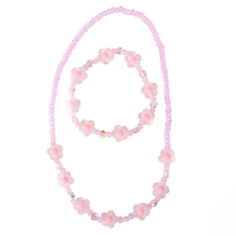 Great Pretenders Fashion - Pink Crystal Blooms Necklace & Bracelet Set