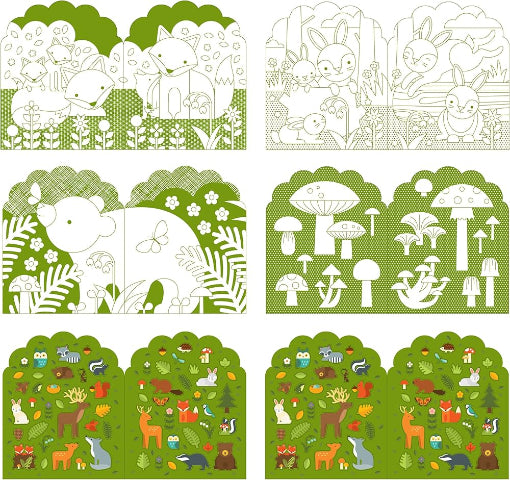Petit Collage Woodland Coloring Book & Stickers
