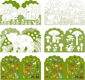 Petit Collage Woodland Coloring Book & Stickers