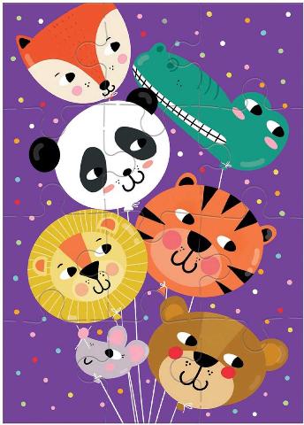 Galison Mudpuppy Puzzle Greeting Card - Animal Balloons - Treasure Island Toys