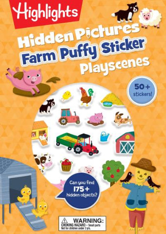 Highlights Hidden Pictures Puffy Sticker Playscene Farm - Treasure Island Toys