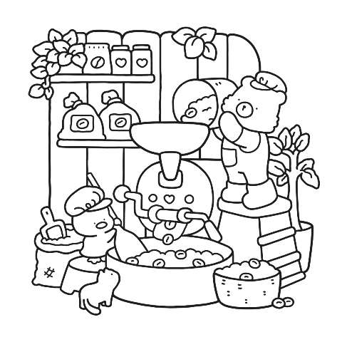 Cozy Spaces Colouring: Cozy Cafe