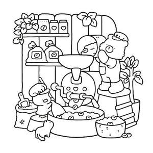 Cozy Spaces Colouring: Cozy Cafe