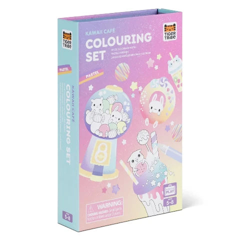 Tiger Tribe Art Colouring Set Pastel Kawaii Cafe - Treasure Island Toys