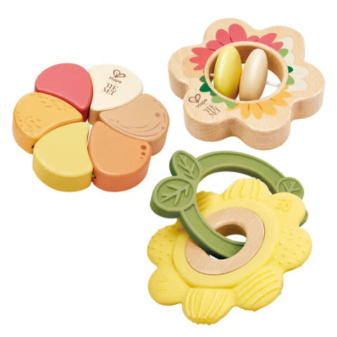 Hape Baby Met Collection Artful Flowers Rattle Trio - Treasure Island Toys