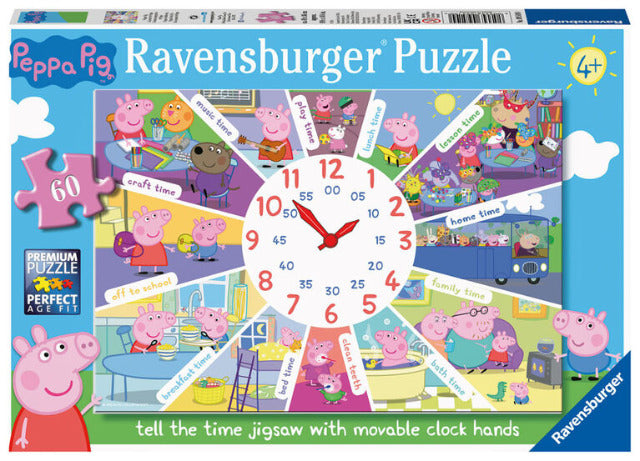 Ravensburger Puzzle 60 Piece, Peppa Pig Tell the Time - Treasure Island Toys