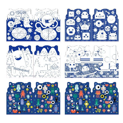 Petit Collage Monsters Coloring Book & Sticks
