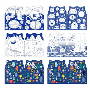 Petit Collage Monsters Coloring Book & Sticks