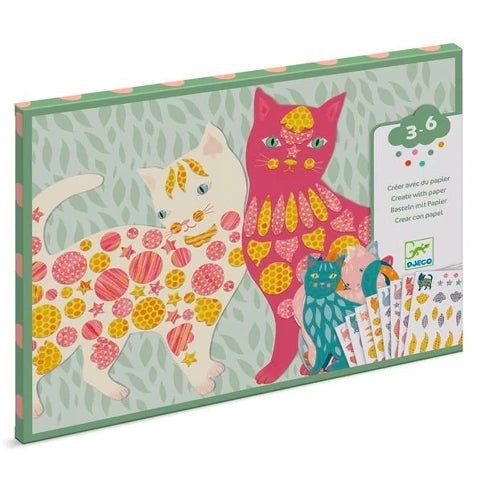 Djeco Art Kit - Create with Paper Elodie's Cute Cats - Treasure Island Toys