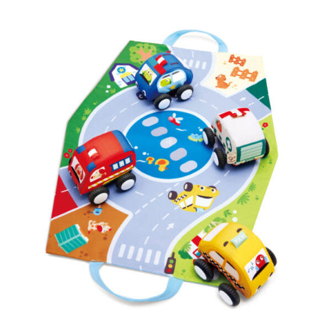 Hape Toddler Pull-back Plush Car Set