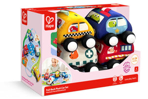 Hape Toddler Pull-back Plush Car Set