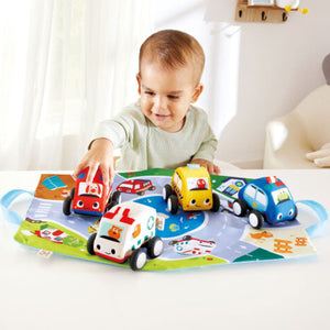 Hape Toddler Pull-back Plush Car Set