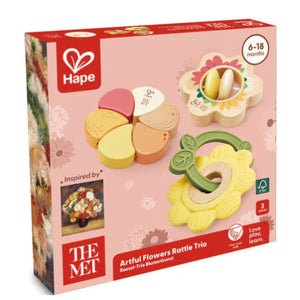 Hape Baby Met Collection Artful Flowers Rattle Trio - Treasure Island Toys