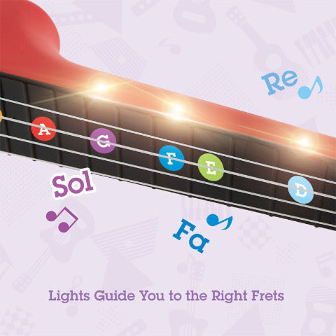 Hape Music Learn with Lights Electric Ukulele, Red - Treasure Island Toys