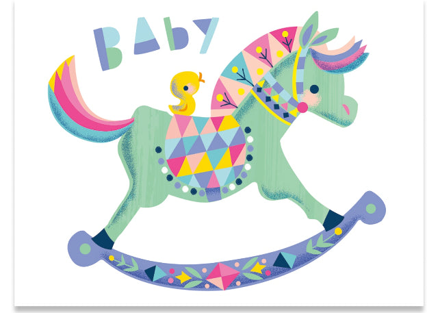Greeting Card Enclosure - Baby Rocking Horse - Treasure Island Toys