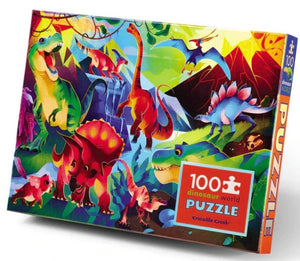 Crocodile Creek Puzzle Foil Dinosaur World, 100 Piece - Treasure Island Toys