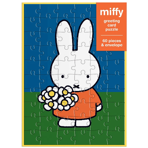 Galison Mudpuppy Puzzle Greeting Card - Miffy with Flowers