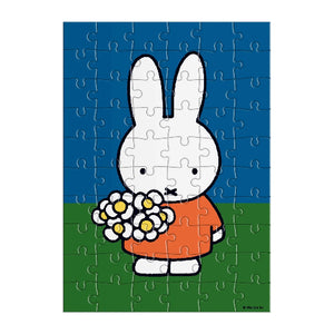 Galison Mudpuppy Puzzle Greeting Card - Miffy with Flowers