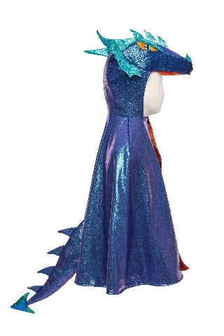 Great Pretenders Cape - Dragon Azure Metallic, Size 5-6 - Treasure Island Toys