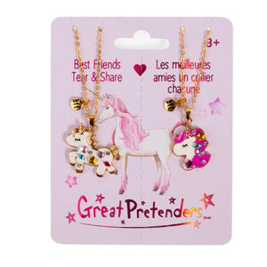 Great Pretenders Fashion - Tear & Share Bejewelled Unicorns Necklace