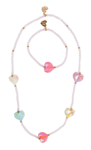 Great Pretenders Fashion - Heart Geode Necklace and Bracelet Set
